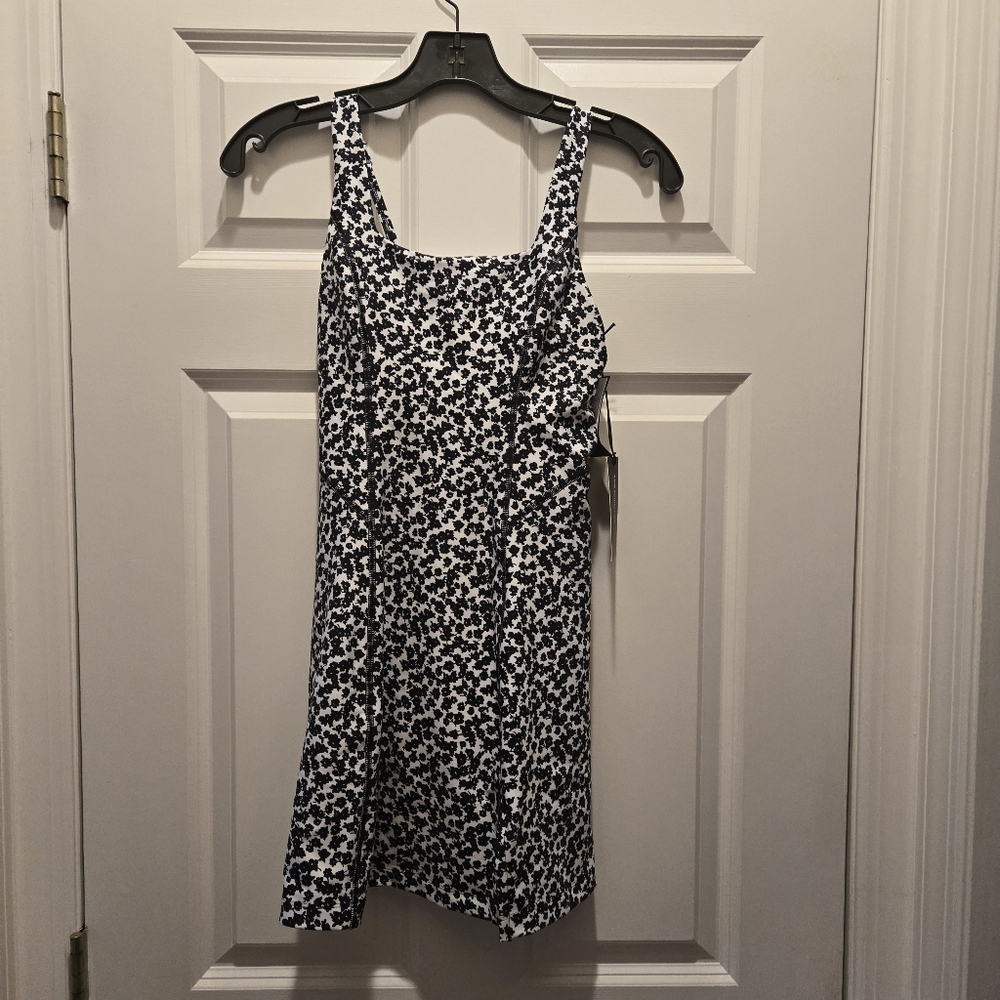 NWT YPB Abercrombie Athletic Dress XS Sculptlux Active Black White Micro Floral